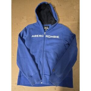Vintage Y2K Abercrombie Fitch Full Zip Muscle Hoodie Men's S Blue Spell out